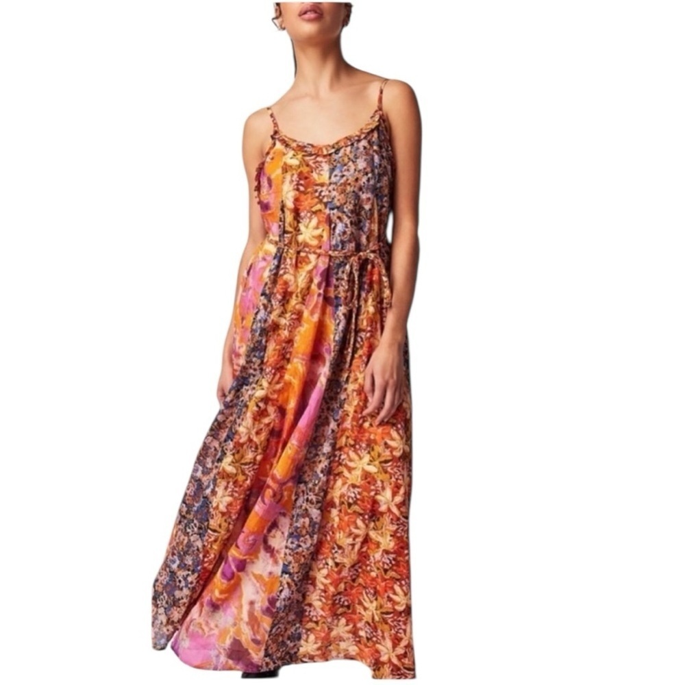 Free People Moondive Maxi Spaghetti Strap Boho Dress Size Small #1896